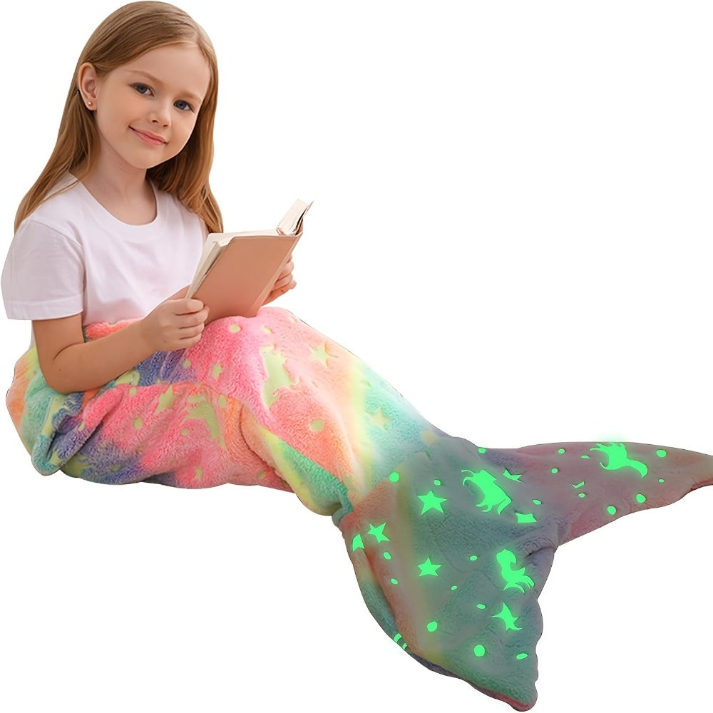 Mermaid Tail Sleeping Bag Blanket for Kids & Adults - Soft Flannel 200GSM Anti-Kick Cozy Bed Cover, Fun Novelty Bedding for Girls Boys Sleepovers Camping, 5 Colors: Green Red Blue Purple Yellow
