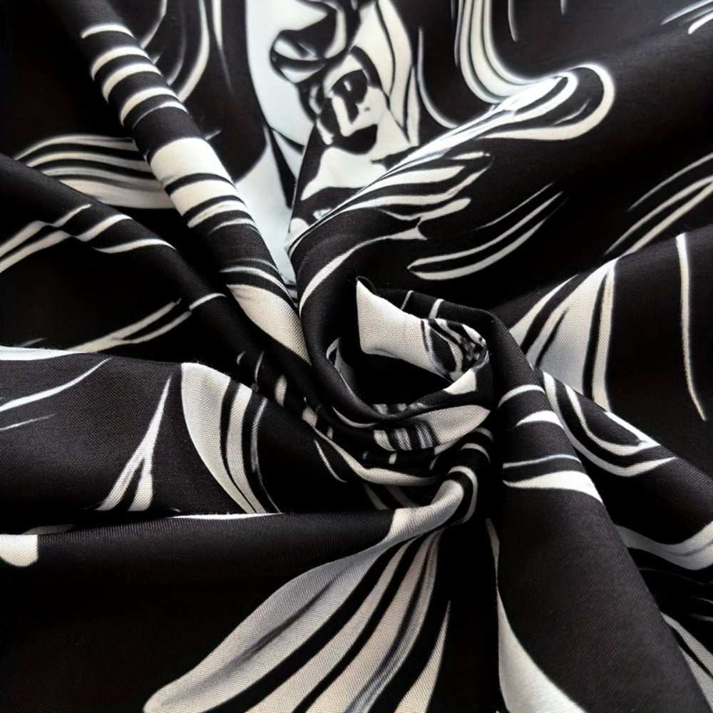Skull Duvet Cover Set 3pcs ¨C Gothic Victorian Baroque Black & White Skull Bedding with 2 Pillowcases, Digital Print Halloween Bedroom Decor (Twin, Full, Queen, King ¨C No Insert)