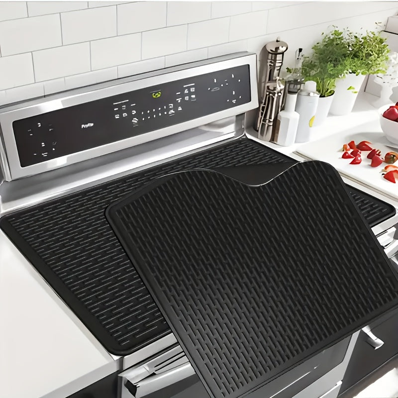Silicone Stove Top Cover Mat ¨C Heat-Resistant 28x20 Inch Cooktop Protector & Dish Drying Mat for Gas & Electric Stoves ¨C Scratch-Resistant Kitchen Counter Guard ¨C 1 or 2 Pack with Magnetic Rack Option