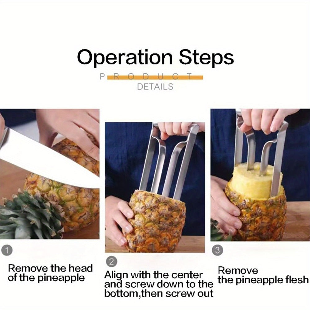 Pineapple Corer Slicer Stainless Steel ¨C Easy One-Step Pineapple Cutter with Comfortable Grip for Home Kitchen Restaurant Use, Removes Core & Slices into Rings (1pc / 2pcs)