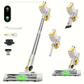 Anti-Tangle LED Vacuum Cleaner 55-69Kpa Corded & Cordless with Green LED Brush, Removable Battery & Multiple Suction Levels - Up to 45 Min Runtime for Carpets, Pet Hair & Hardwood Floors, 7 Colors