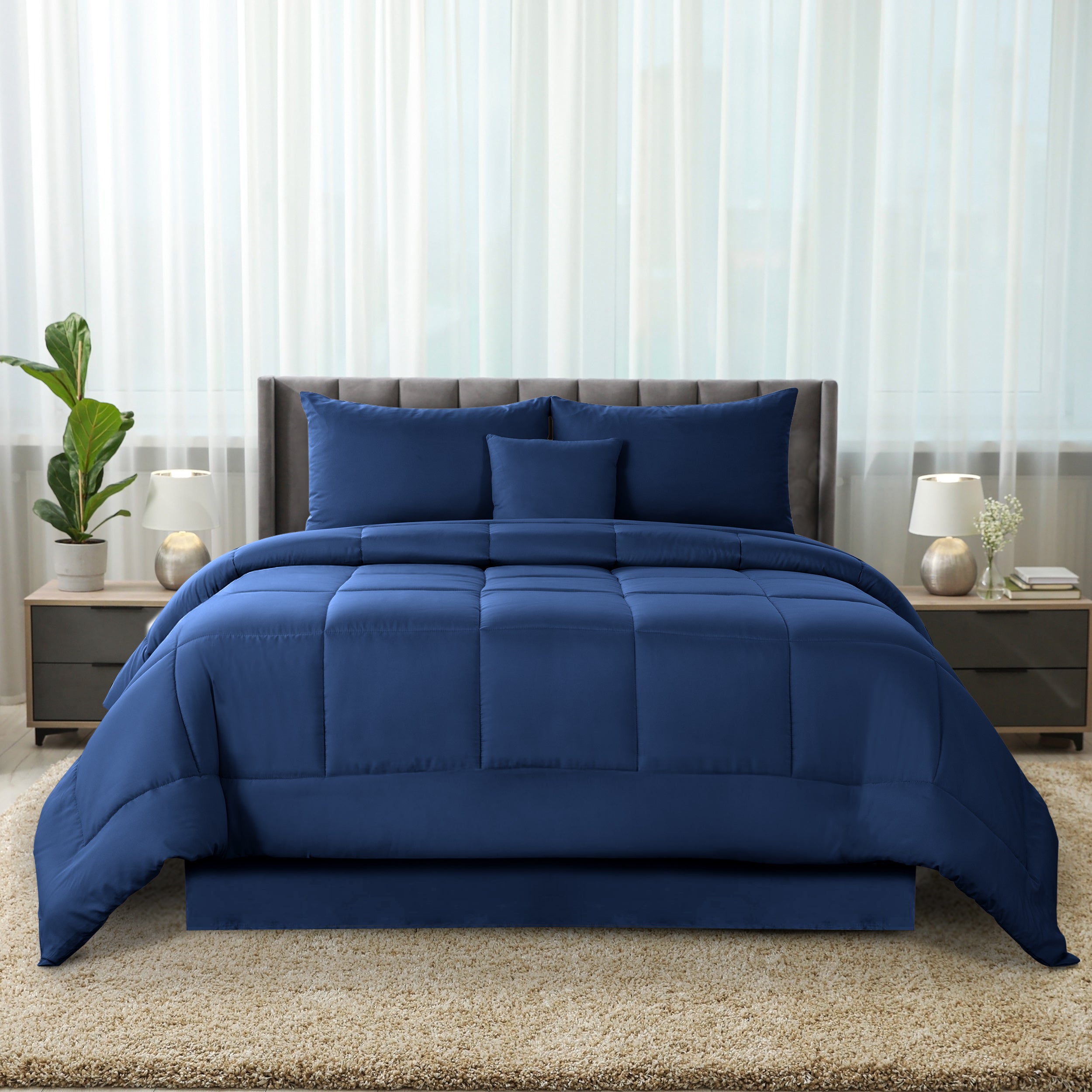 5-Piece Comforter Set ¨C Down Alternative Reversible Quilted Bedding with Bed Skirt & Pillow Shams, Twin Queen King, All Seasons ¨C 13 Colors