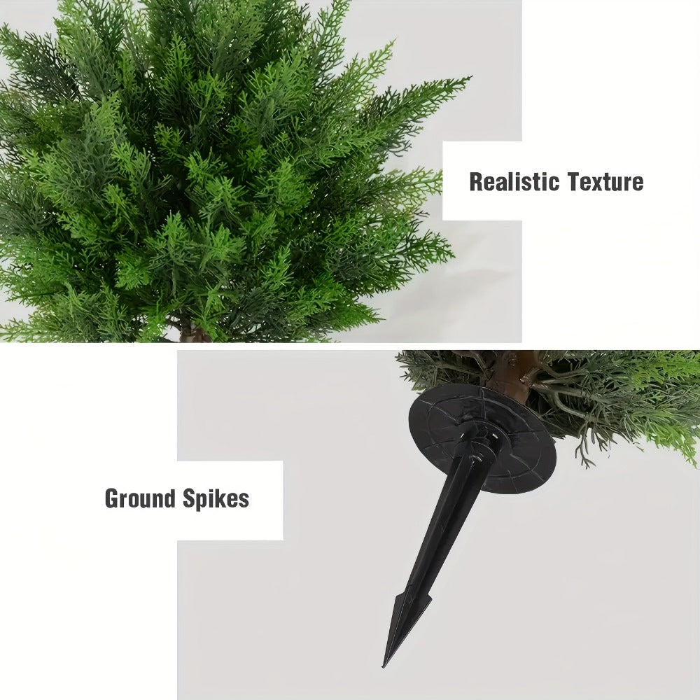 Artificial Topiary Ball Trees for Outdoor & Indoor Decor ¨C UV Resistant Faux Lavender, Azalea & Pansy Shrubs with Ground Spike ¨C Evergreen Fake Plants for Front Porch, Garden & Backyard (Single & 2 Pack)