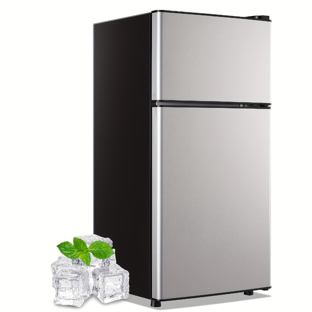 Mini Refrigerator with Freezer, 2.4 Cu Ft Double Door Small Fridge with Removable Shelves & Adjustable Feet ¨C Compact Personal Fridge for Bedroom, Dorm, Apartment, Home Office and Kitchen