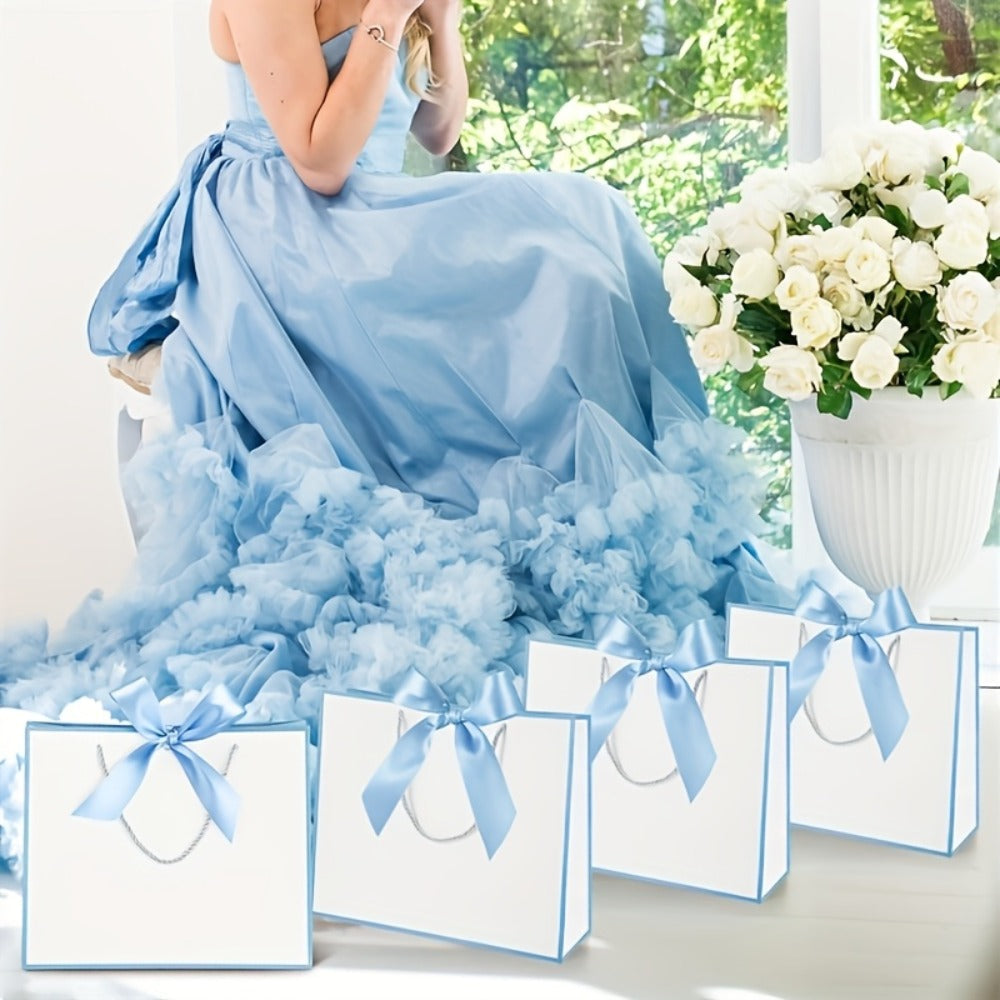 Gift Bags with Handles for Party Favors - Butterfly Ribbon Thank You Bags Wedding Baby Shower Birthday Bridesmaid Housewarming Autumn Celebration Elegant Packaging 12 24 36pcs