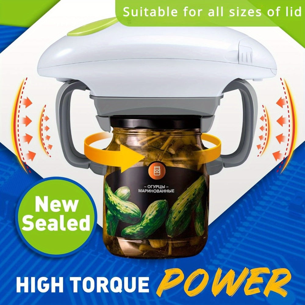 Electric Jar Opener for Elderly & Weak Hands ¨C One-Touch Auto-Off, High Torque Battery-Powered Jar Lid Opener with Ergonomic Design for Kitchen