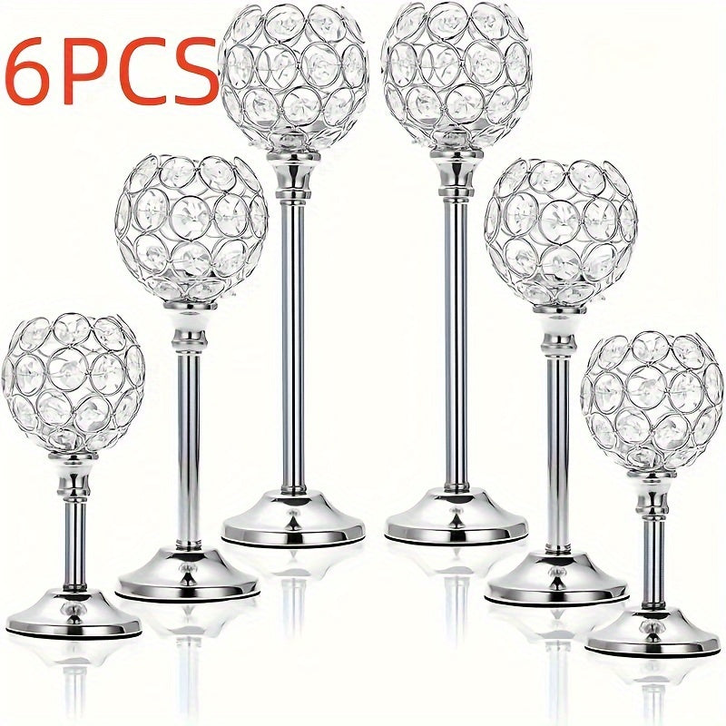 Crystal Candelabra Centerpiece ¨C Gold & Silver Taper Candle Holders for Wedding, Anniversary, Candlelit Dinner, Birthday & Party Table Decor, Home & Hotel Decoration, 3-Pack & 6-Pack (Candles Not Included)