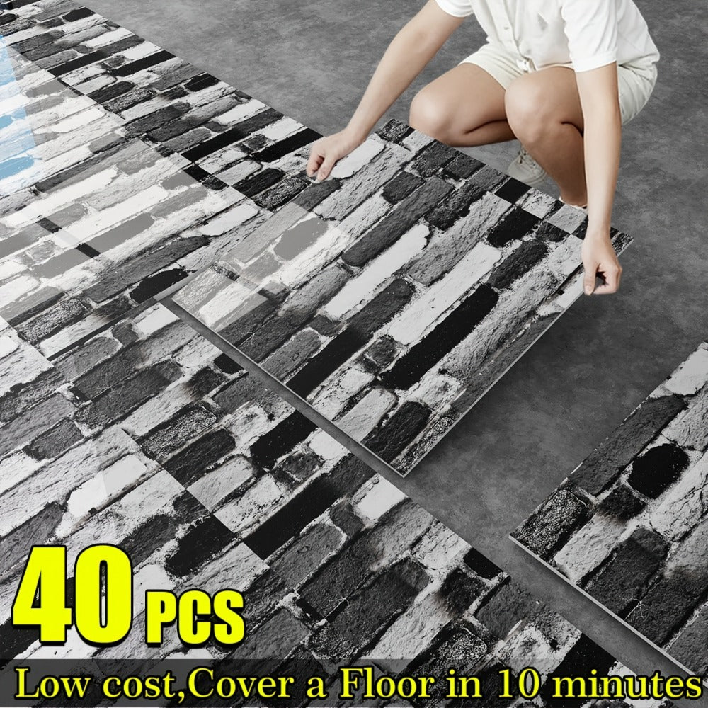 Marble Floor & Wall Decals 40-Pack Self-Adhesive Waterproof Removable Vinyl Sheets ¨C Luxury Marble Pattern Tile Stickers for Bathroom, Kitchen & Living Room