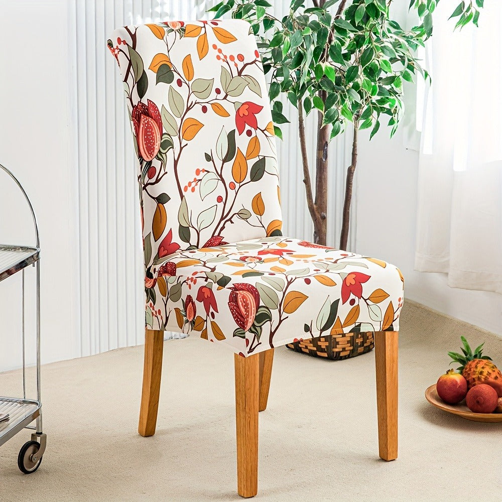 Dining Chair Covers Slipcovers Set of 4 or 6 - Spandex Stretch Milk Velvet Removable Washable Parsons Chair Protector | Anti-Slip Elastic Band | Multiple Prints | Kitchen Dining Room Hotel Ceremony