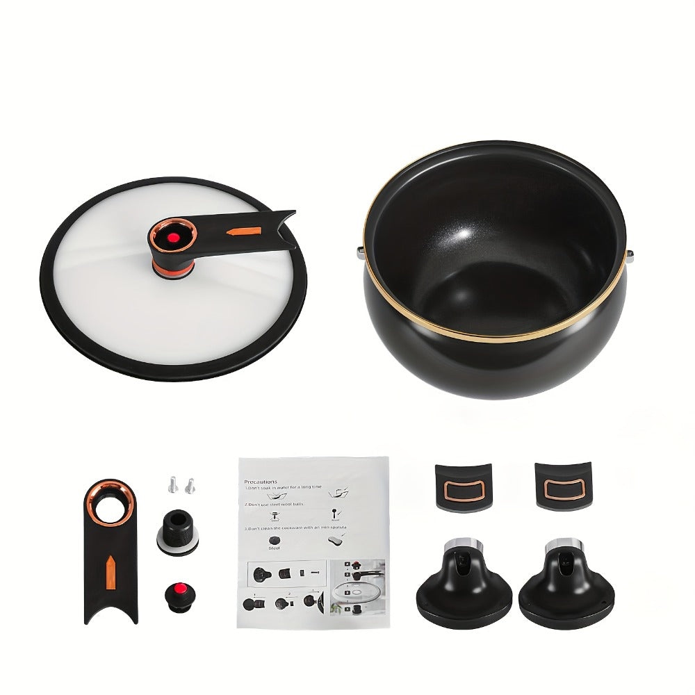 Nonstick Soup Pot Large Capacity 1.85 Gallon Twist Lock Handle Cooking Pot for Gas Stove Induction Cooker Open Flame Multifunctional Stew Pot for Home Restaurant Orange