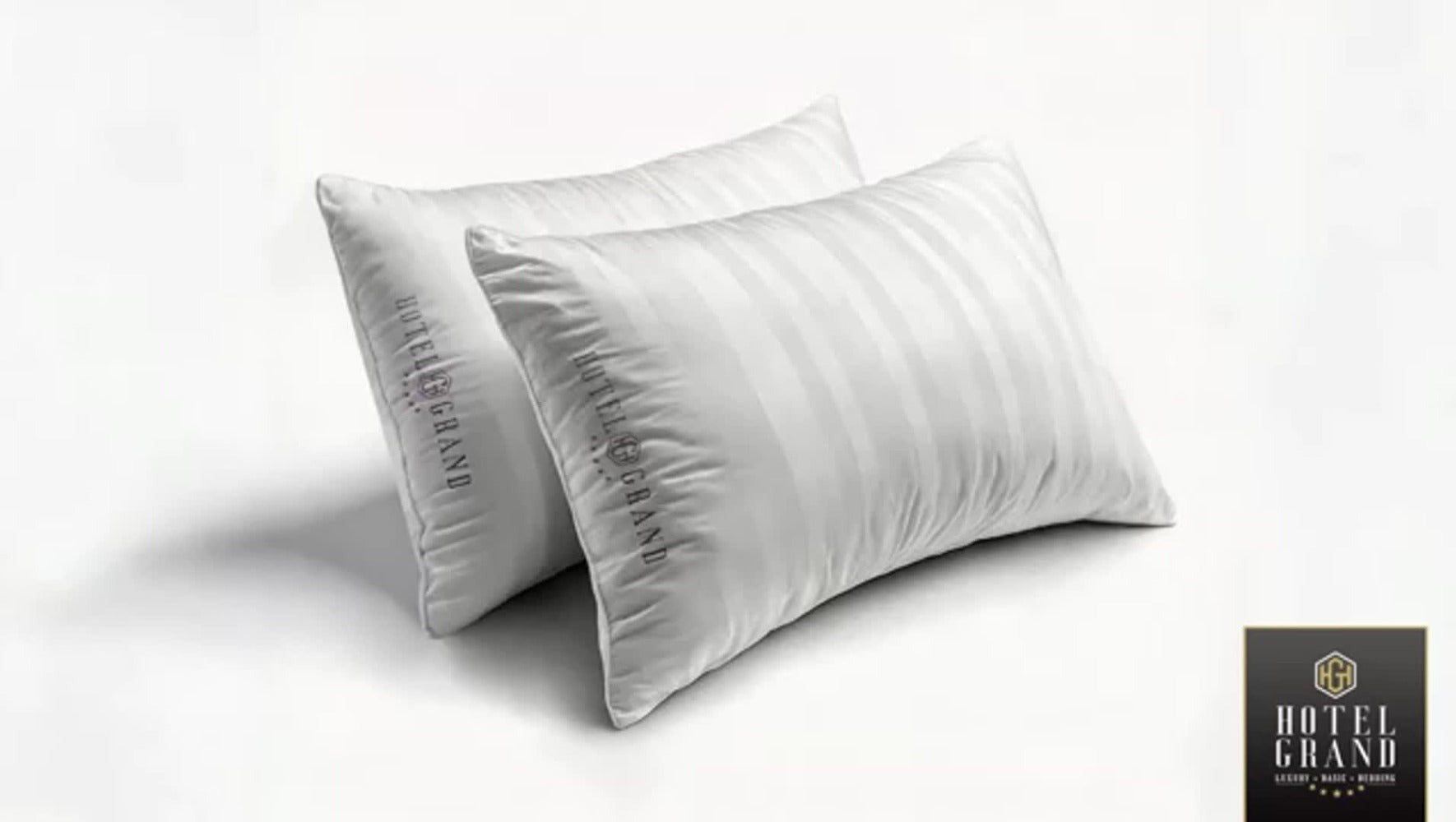 Hotel Collection Feather Down Bed Pillows Set of 2 ¨C 500 Thread Count 100% Cotton, Soft Hypoallergenic Queen King Standard Size Back Side Sleeper Pillow 2 Pack