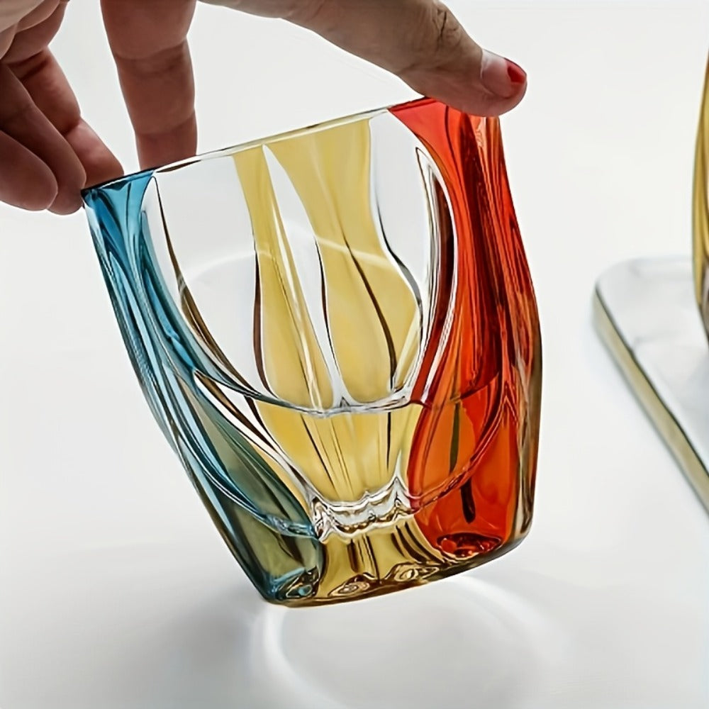 Hand-Painted Crystal Wine Glass 150ml ¨C Czech Crystal Three-Color Luxury Short Cup for Red Wine & Whiskey ¨C Artistic Decorative Glassware ¨C Stylish Home Bar & Entertaining Gift
