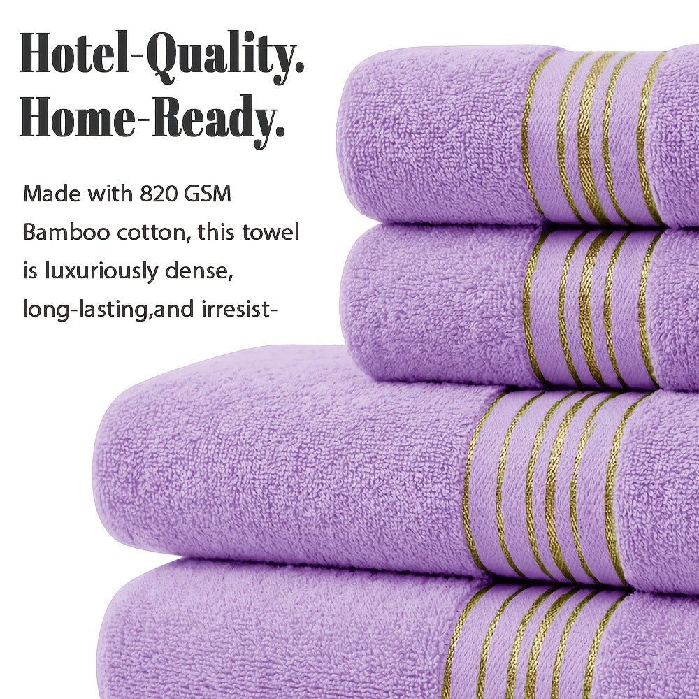 Bath Towel Set 4-Pack 620GSM Bamboo Cotton Blend Super Soft Quick-Dry Absorbent Towels for Bathroom Spa Gym Travel