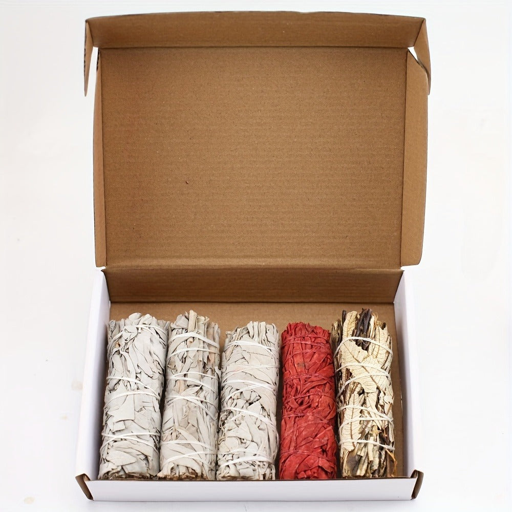 Aromatherapy Incense Sticks Kit ¨C White Sage, Cedarwood, Dragon's Blood, Eucalyptus & Lavender | Spiritual Cleansing Gift Set for Meditation, Yoga, Energy Cleansing, Christmas & Holiday Gifting