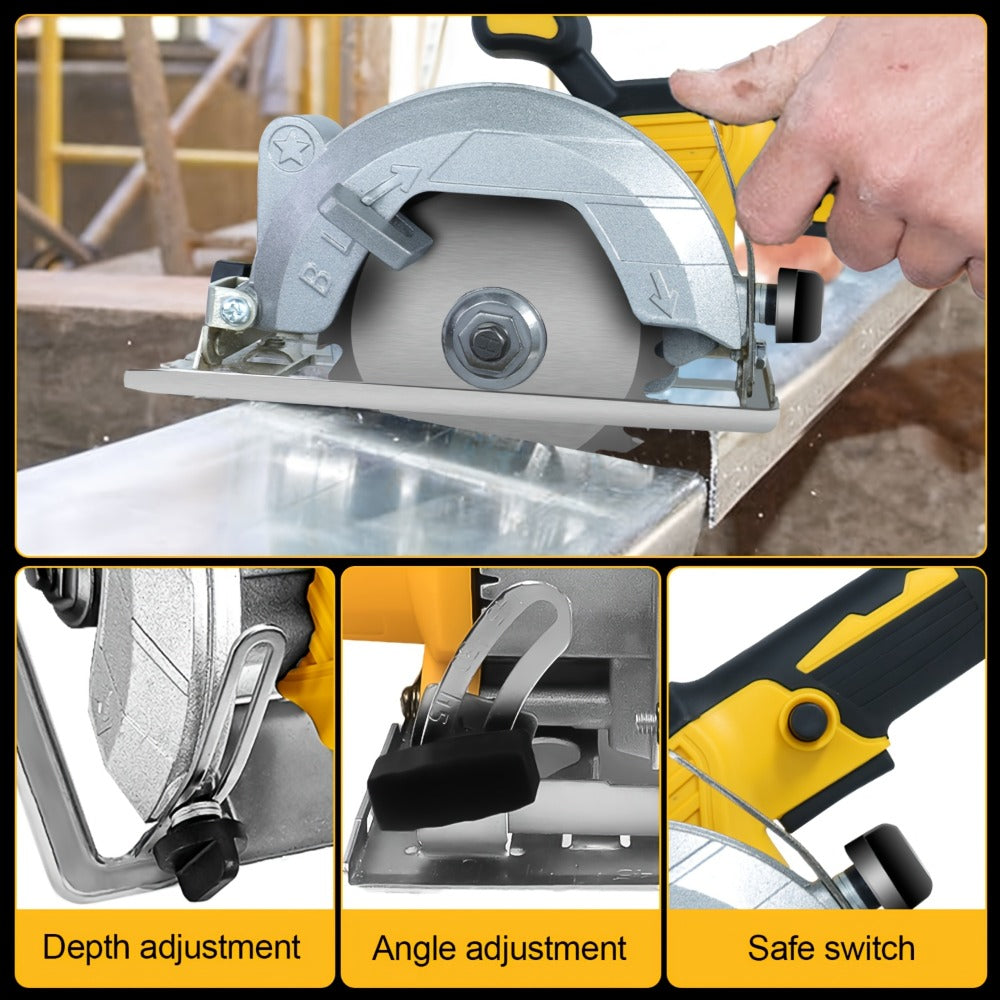 Brushless Circular Saw Kit 5-Inch 6900RPM with 4000mAh Battery Charger 4 Blades 45 Degree Bevel Cordless Wood Cutting Saw for Woodworking Garden DIY Projects