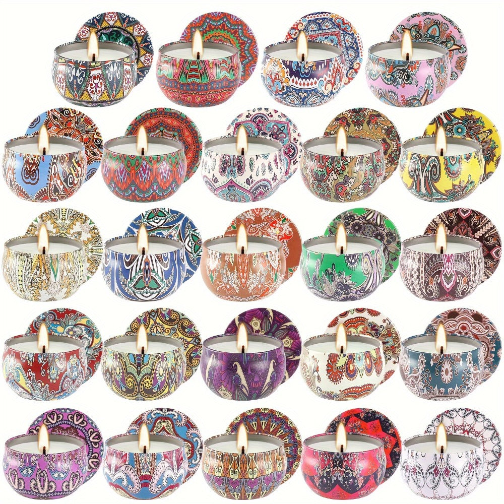 Scented Candles Gift Set 24 Pack Aromatherapy Soy Wax Candles with Lids Portable Travel Tin Can Candles for Home Spa Yoga Birthday Valentine's Day Mother's Day