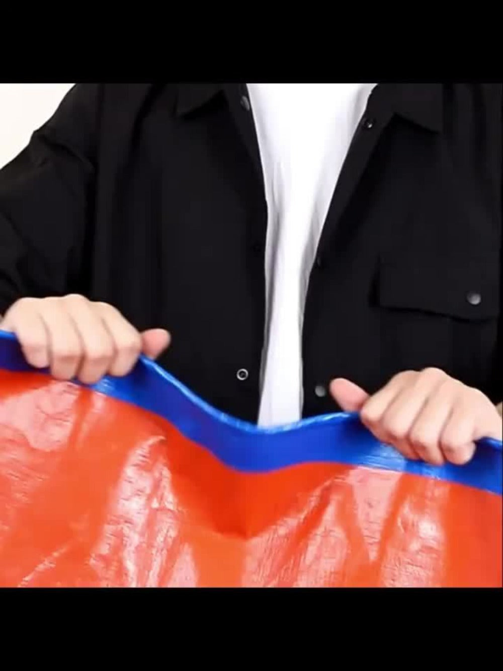 Heavy Duty Tarp Waterproof UV Resistant Tarpaulin ¨C Thickened PE Double-Sided Blue Orange Rainproof Sun Shade Cover with Grommets & Rope for Outdoor Camping Garden Vehicle Boat Protection