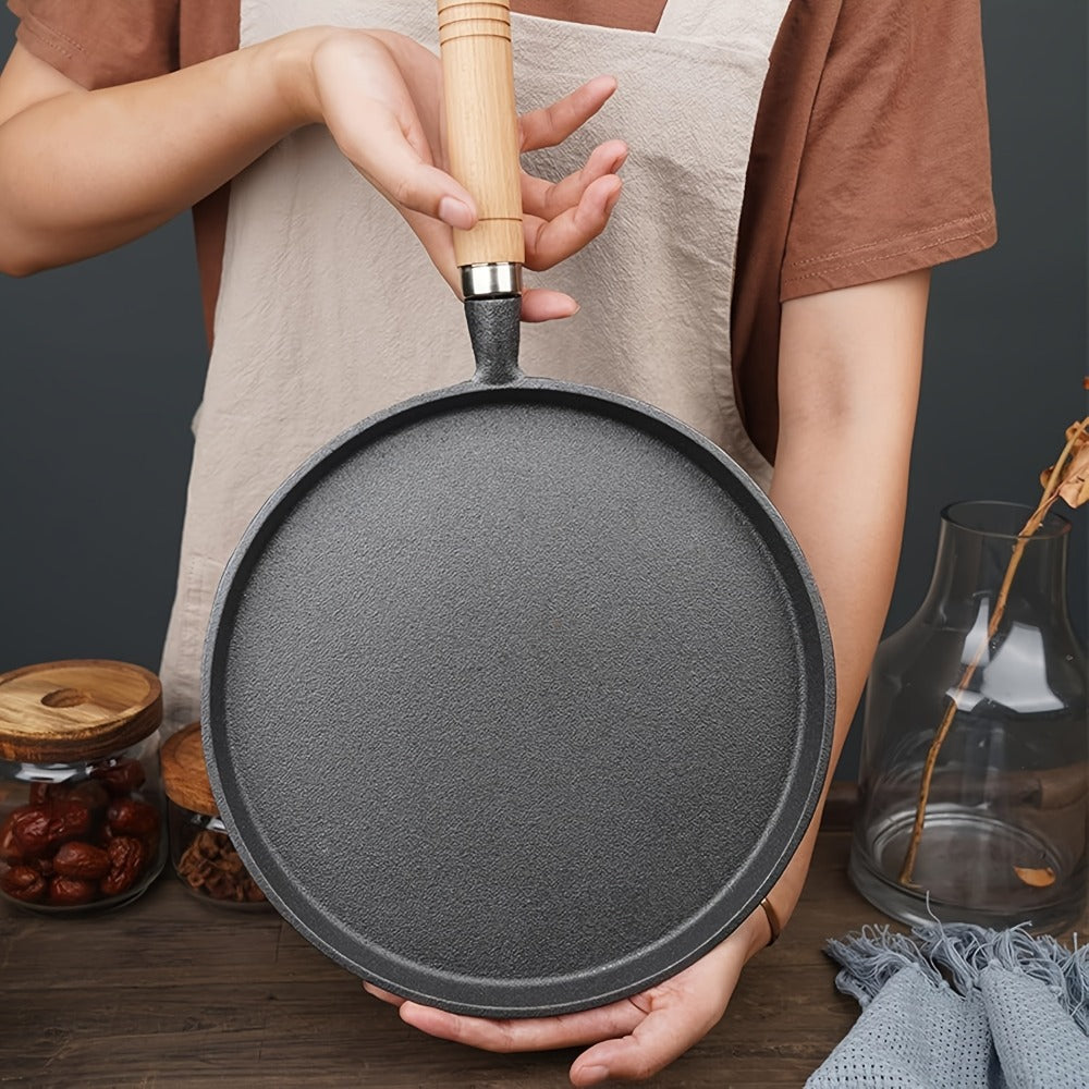 Cast Iron Skillet Non-stick Flat Pan 8.27/9.45/10.63 Inch for Pancakes Eggs & Crepes ¨C Induction Gas Campfire Compatible Breakfast Griddle Pan for Indoor Outdoor Cooking
