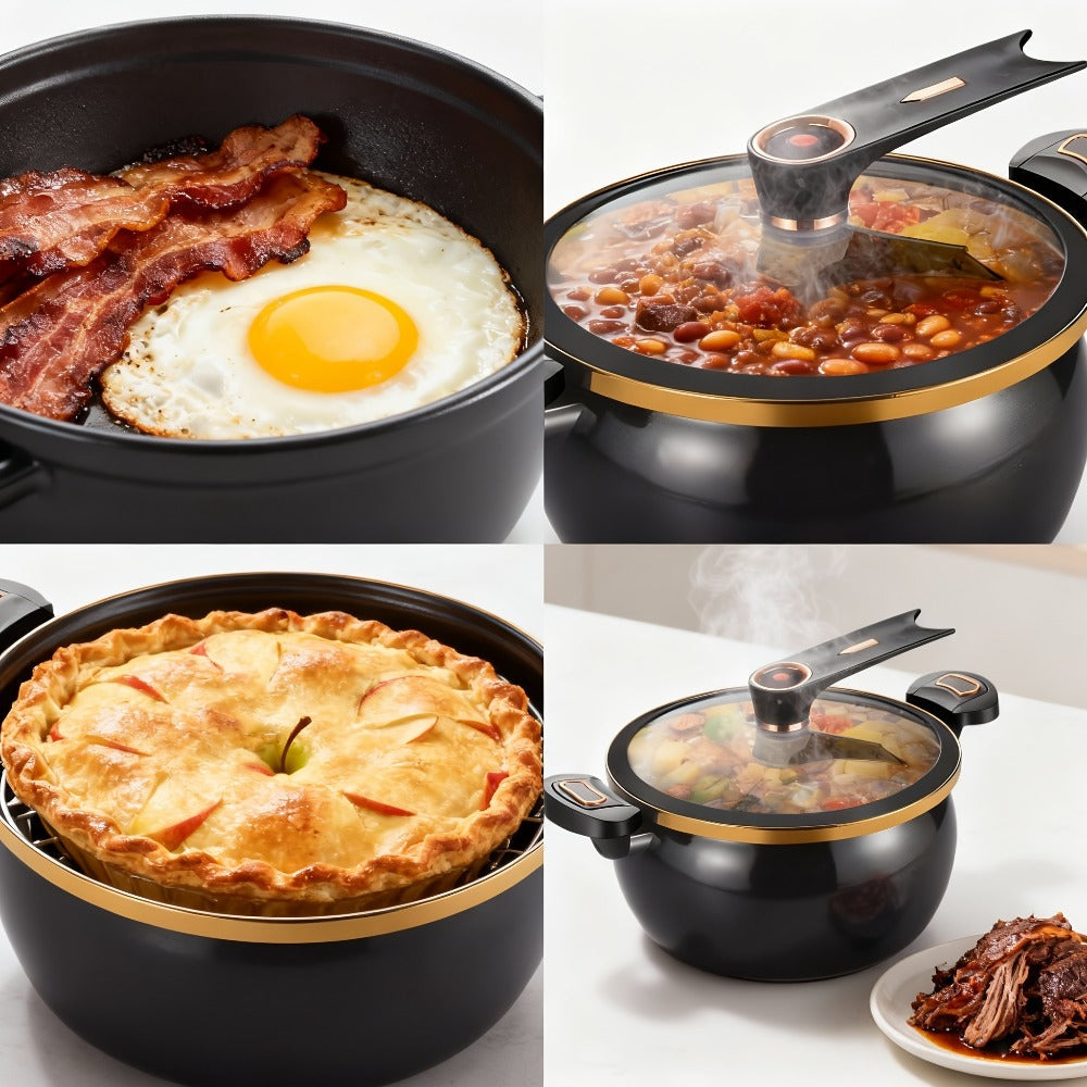 Nonstick Soup Pot Large Capacity 1.85 Gallon Twist Lock Handle Cooking Pot for Gas Stove Induction Cooker Open Flame Multifunctional Stew Pot for Home Restaurant Orange