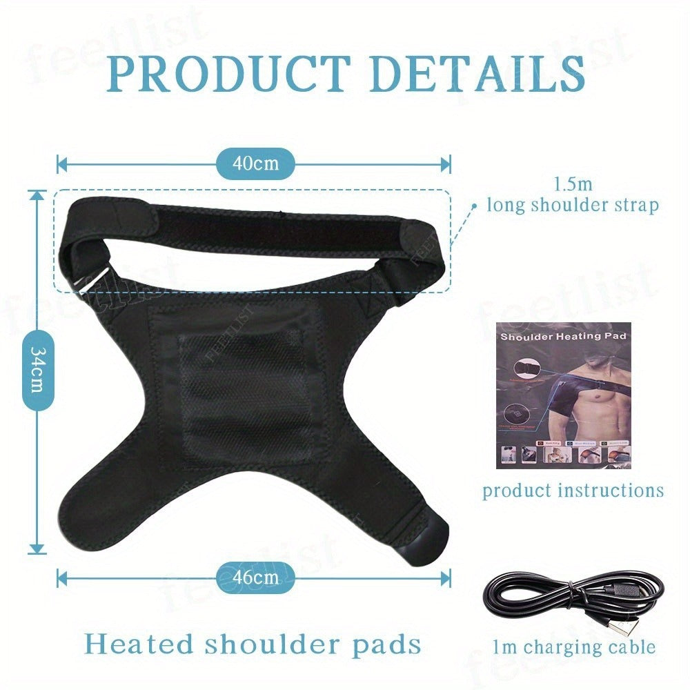 USB Heated Shoulder Pad with 3-Speed Temperature Control ¨C Electric Heating Wrap for Shoulder & Neck Pain Relief, Keep Warm Massage Tool, Gift for Men & Women