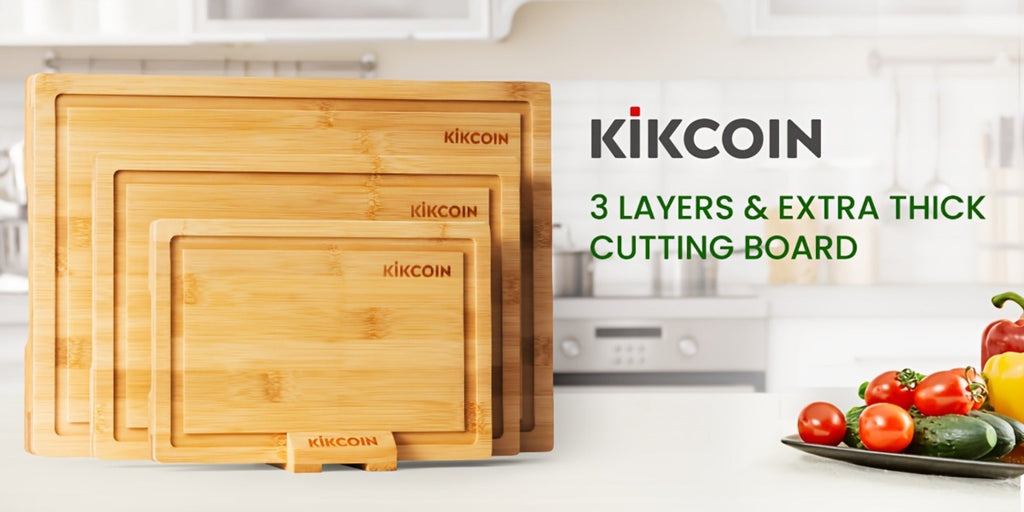 Bamboo Cutting Board Set 4pcs with Rack Juice Groove Knife Friendly Oversized Kitchen Chopping Boards for Meat Vegetables Fruit Multifunctional Gift for Family