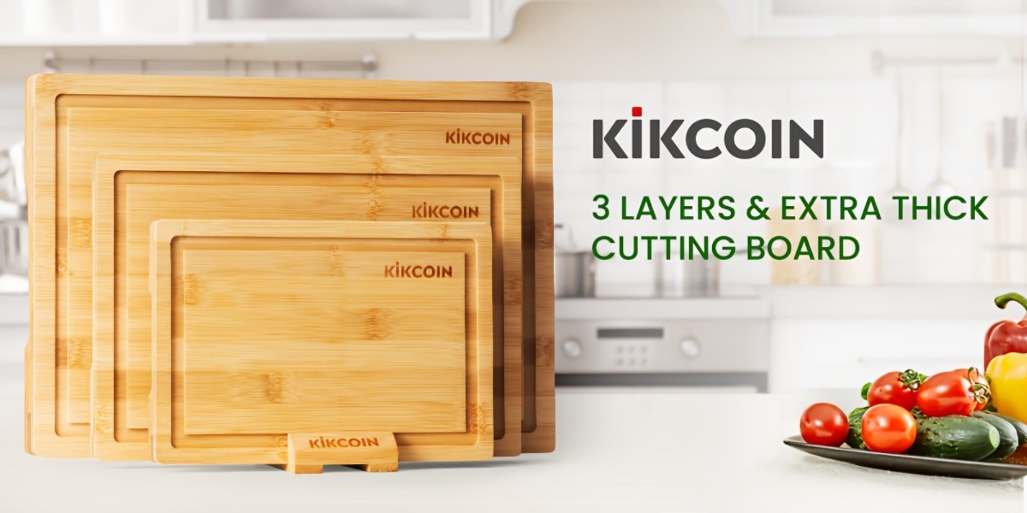 Bamboo Cutting Board Set 4pcs with Rack Juice Groove Knife Friendly Oversized Kitchen Chopping Boards for Meat Vegetables Fruit Multifunctional Gift for Family