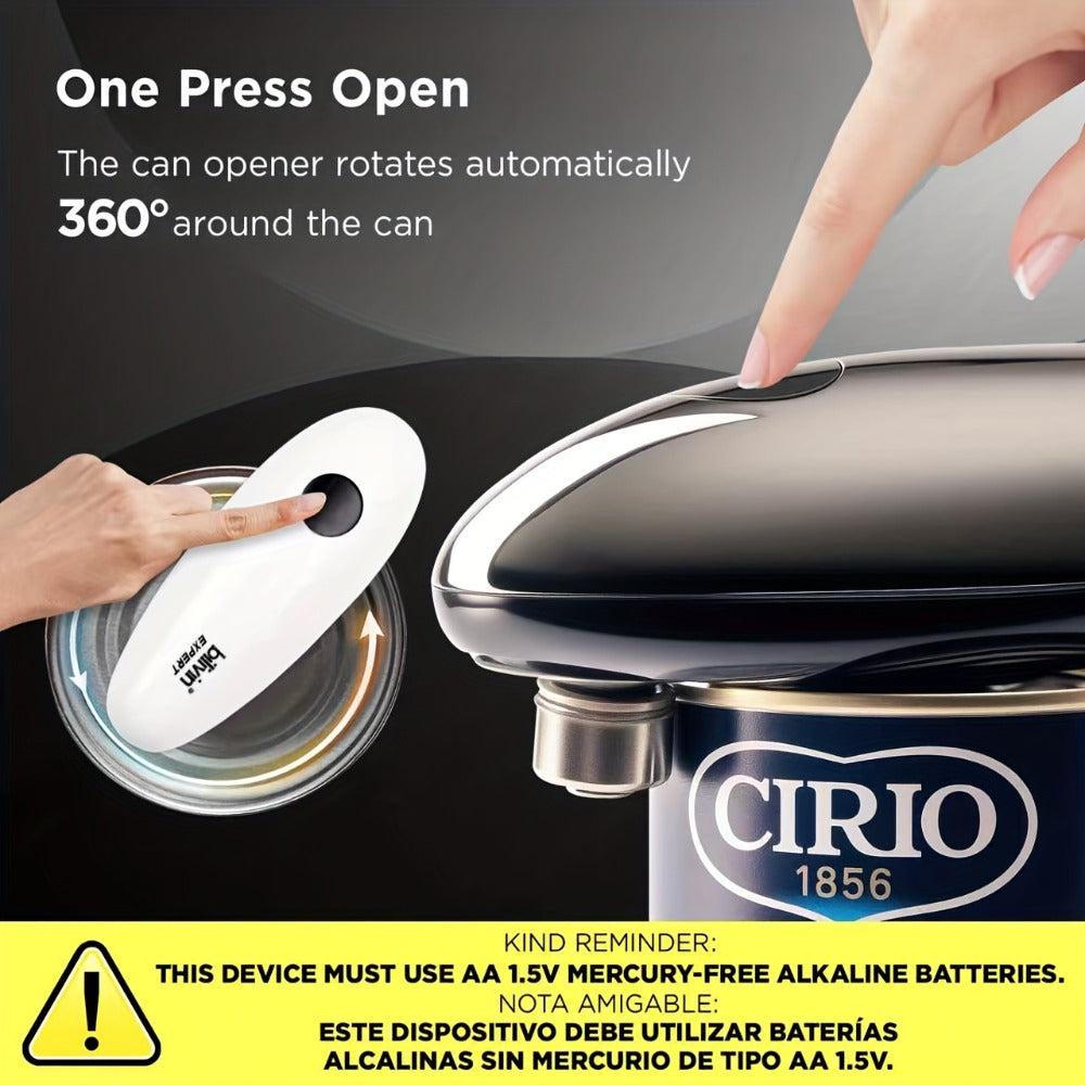 Electric Can Opener One Touch ¨C Automatic 360¡ã Rotation for All Can Sizes, Smooth Safe Edge, Battery Operated, Ideal for Seniors & Arthritic Hands, Kitchen Gadget