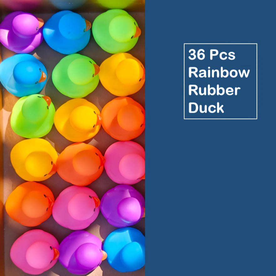 36Pcs Rainbow Rubber Ducks Bulk Pack ¨C Colorful Mini Bath Toys for Pool Party, Holiday Decor & Kids Gift