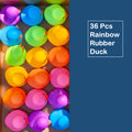 36Pcs Rainbow Rubber Ducks Bulk Pack ¨C Colorful Mini Bath Toys for Pool Party, Holiday Decor & Kids Gift