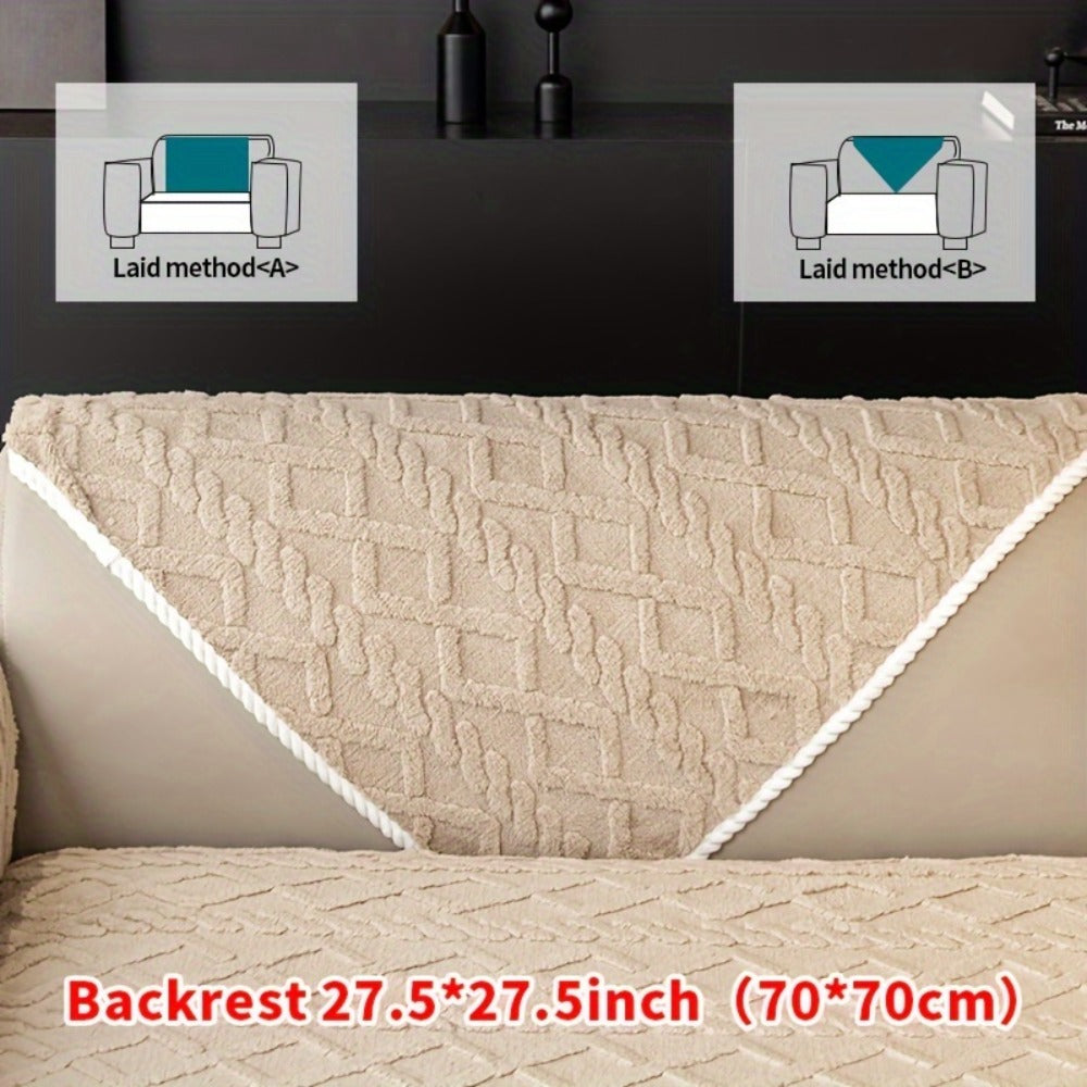 Plush Sofa Cover Couch Cover | Anti-Slip Pet Dog Friendly Velvet Sofa Mat, Single Two Three Four Seat, Backrest Armrest Pillow Cover, Living Room Bedroom Decor