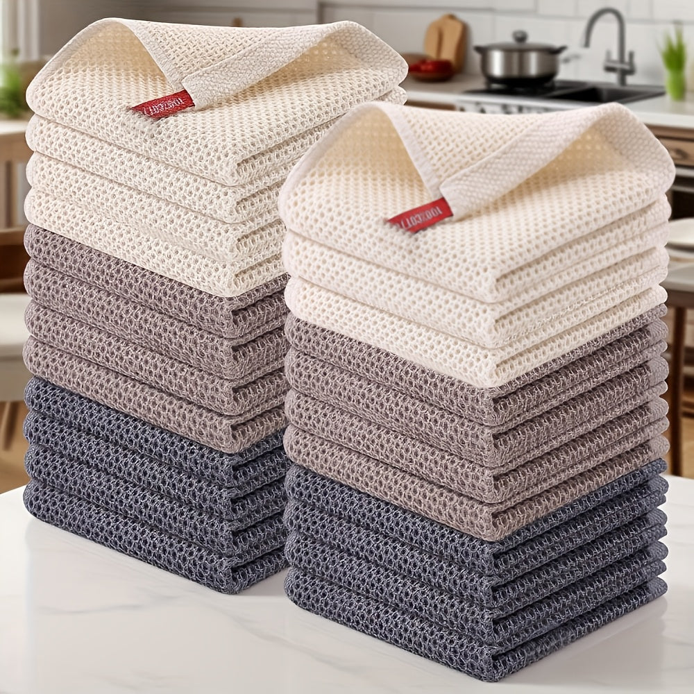 Kitchen Dish Cloths 23pcs 100% Cotton Waffle Weave Ultra Soft Absorbent Quick Dry Dish Towels 12x12 Inch for Cooking Cleaning Wiping Hands Kitchen Decor Gift
