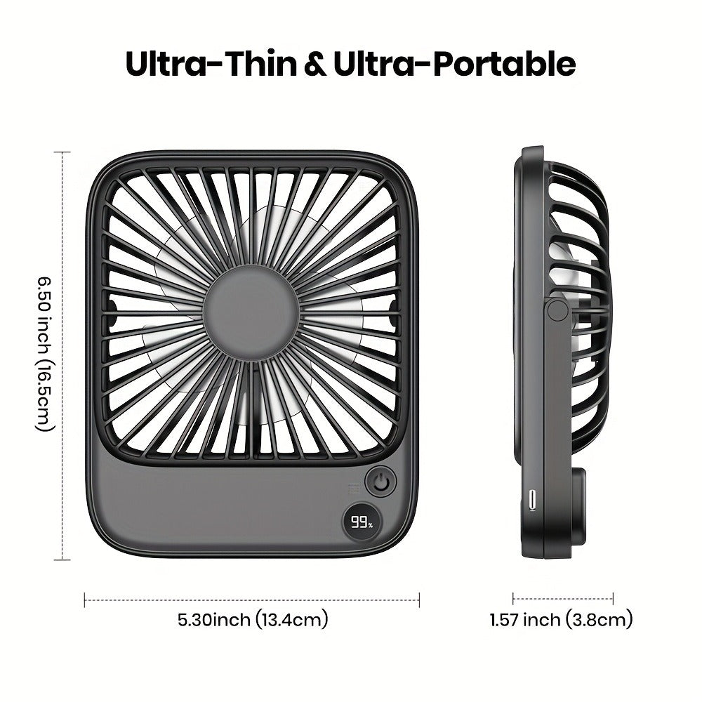 USB Desk Fan Battery Operated | 2000mAh & 5000mAh Rechargeable Mini Personal Fan, 4-Speed Adjustable, 180¡ã Tilt & Foldable, Ultra-Quiet Strong Airflow for Office, Bedroom & Desktop Use ¨C Black, Pink, White