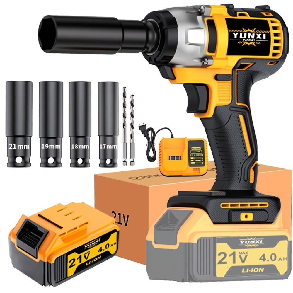 21V Cordless Impact Wrench Kit High Torque Brushless with 4000mAh Rechargeable Battery ¨C Wireless Power Wrench Driver for Car Motorcycle Repair, DIY Home Projects, Gift for Mechanics & Men