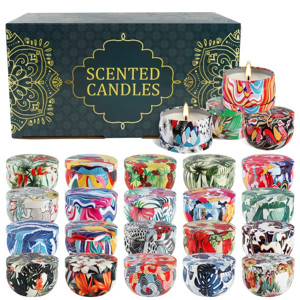 Scented Candles Set of 24 ¨C Soy Wax Candles with Essential Oils, 2.5 Oz Travel Size Candle Gift Set for Women, Rain Scent for Home Decor, Aromatherapy, Birthday, Valentine's Day & Holiday Gifts