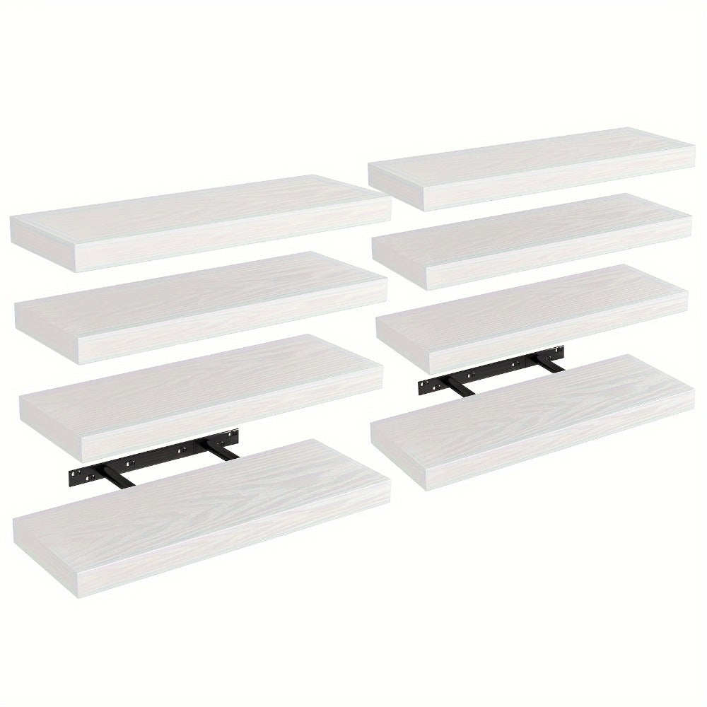 Floating Shelves for Wall 4/8pcs 15.8 Inch, Rustic Wood Wall Shelves with Invisible Brackets, Wall Mounted Display Shelf for Home Decor, Living Room, Bedroom, Bathroom ¨C Walnut, Brown, Black, White, Gray