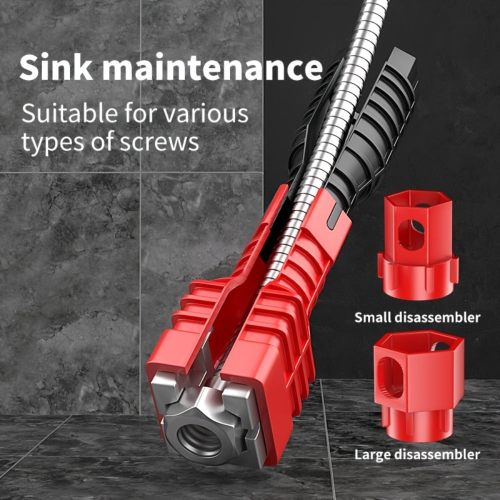 24-in-1 Sink Wrench Faucet Repair Tool Kit Multi-Function Basin Wrench Long Non-Slip Handle for Kitchen Bathroom Plumbing