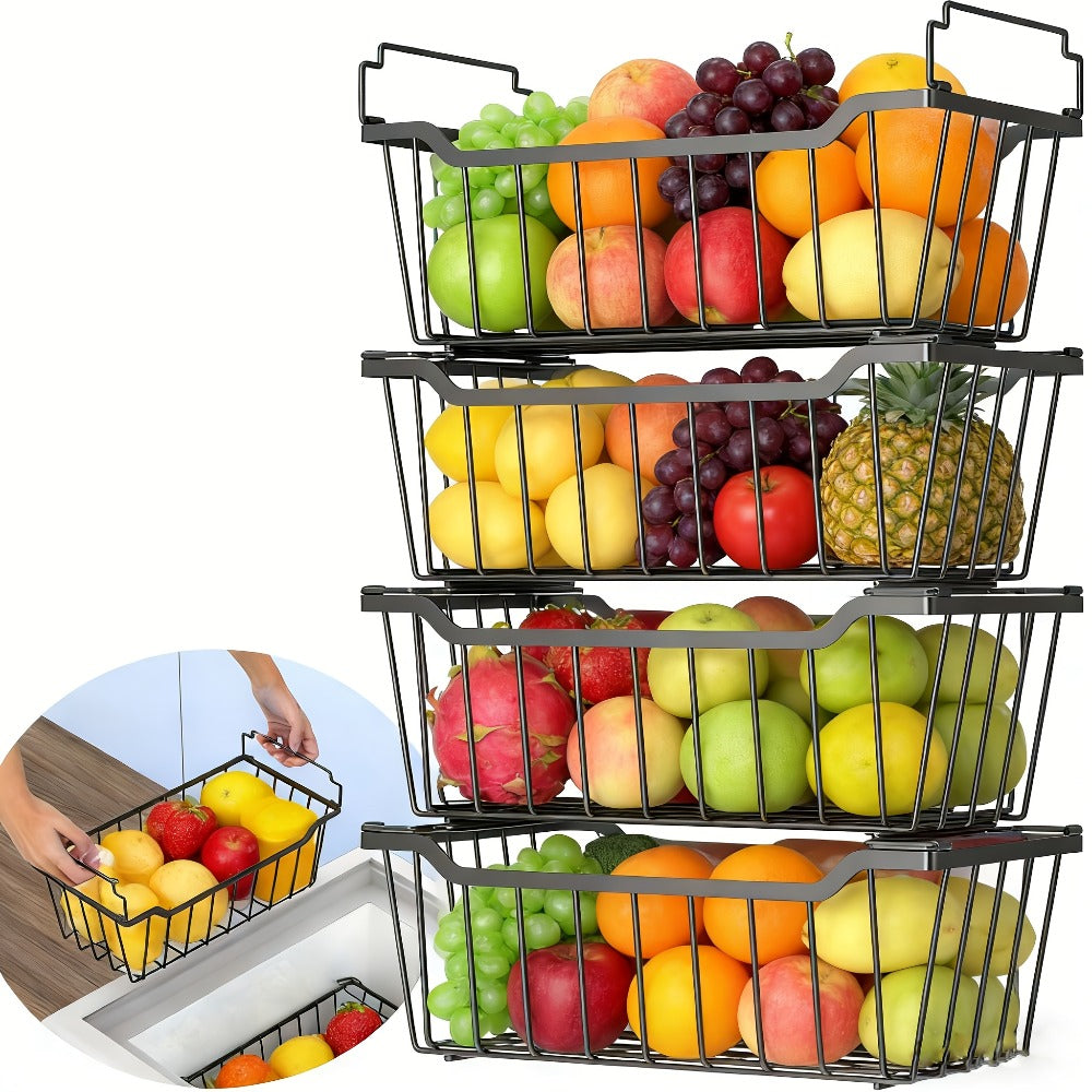 Freezer Organizer Bins Stackable with Foldable Handle - Chest Freezer Storage Baskets Rack, Space Saving Refrigerator Organizer Bins, 4 or 8 Pack