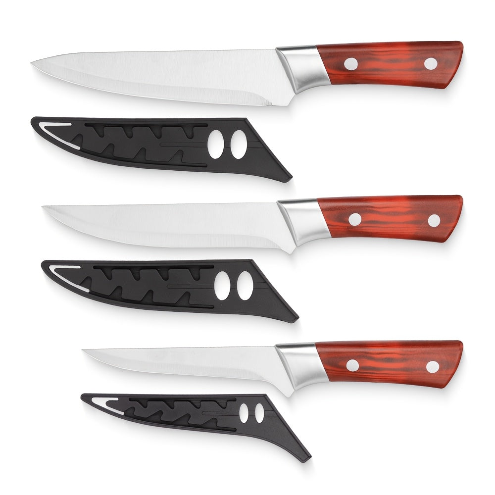 Kitchen Knife Set 3-Piece Hand Forged Stainless Steel Chef Knives with Boning Fillet & Carving Blades ¨C Professional Butcher Set for Meat Cutting BBQ Father's Day Gift