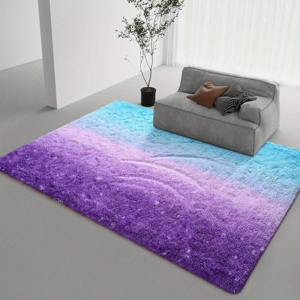 Area Rug Plush Mat Non-Slip Gradient Design Machine Washable Living Room Bedroom Rug Multi-Color Large Size Soft Polyester Floor Mat Home Decor Accent