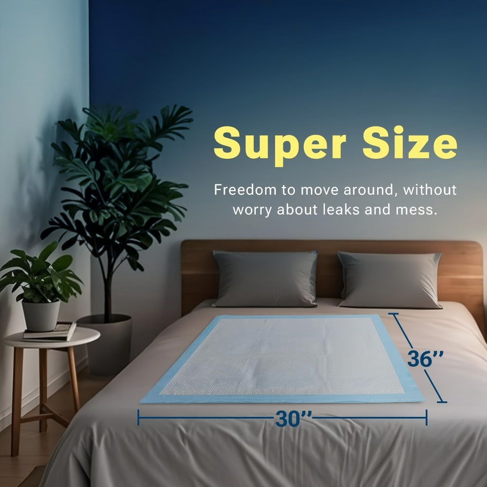 Disposable Bed Pads Extra Large 30x36 Inch ¨C 6-Layer Absorbent Leak-Proof Underpads for Adults, Seniors, Postpartum, Pets & Incontinence Care ¨C 50 or 100 Pack