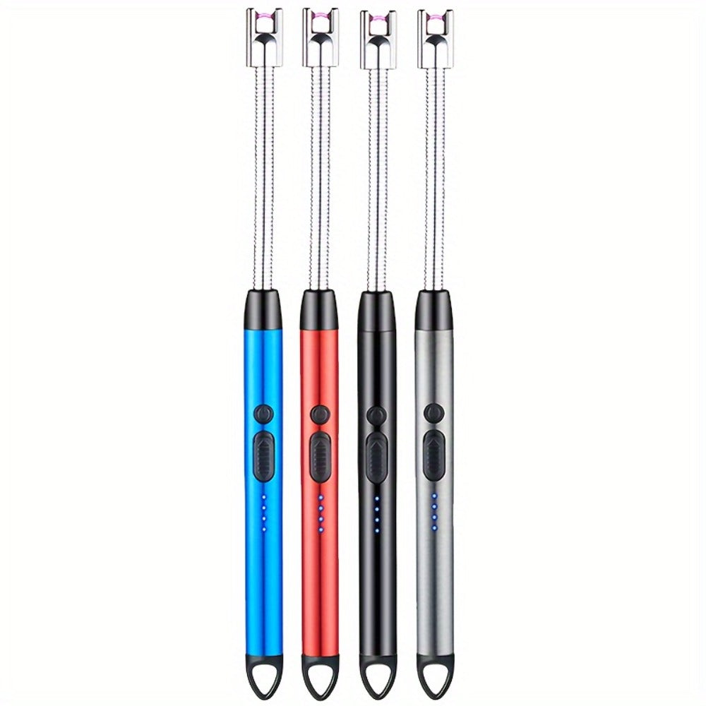 USB Rechargeable Arc Lighter 4-Pack Flameless Windproof Candle Lighter with Flexible Neck, 360¡ã Rotation, LED Battery Indicator & Safety Switch ¨C for Candles, Grill, Camping, BBQ, Aromatherapy