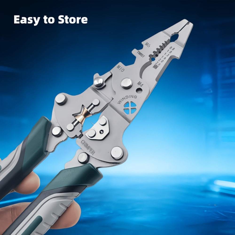 Wire Stripping Pliers 18-in-1 High Carbon Steel Foldable Ergonomic Electrician Tool Wire Stripper Cutter Crimper Puller for Home Electrical DIY Repair