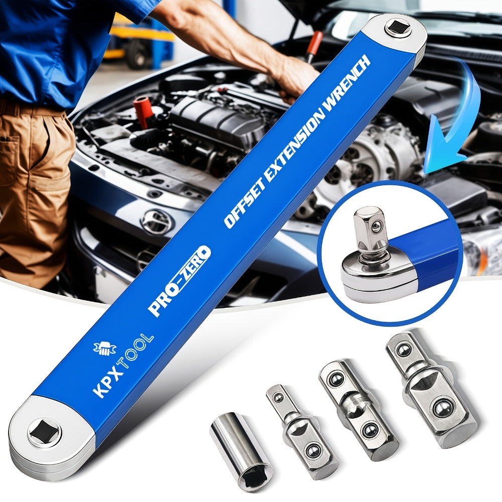 Ratchet Wrench Set 2-in-1 Multi-Function Offset Extension | 1/2¡± 1/4¡± 3/8¡± Square Head Adapters | 180¡ã Swivel High Torque Non-Slip Handle | Durable Metal Automotive Repair Hand Tool