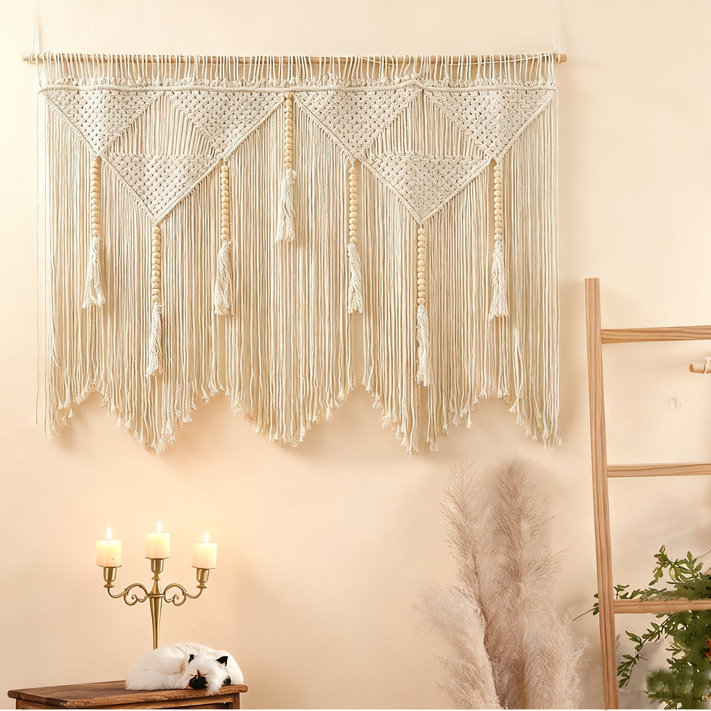 Bohemian Tapestry Wall Hanging - Large Boho Woven Wall Decor with Boho-Chic Patterns, Vertical Macrame Style Tapestry for Bedroom Living Room Wedding, Aesthetic Room Decor