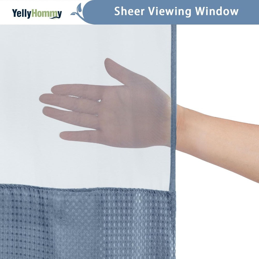 Waffle Shower Curtain with Liner Set Hookless Snap-In Double Layer Polyester Fabric Waterproof Easy Clean for Bathroom Hotel Home Decor