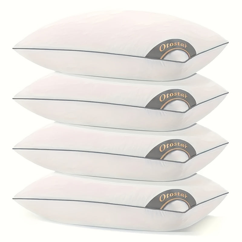 Hotel Quality Sleep Pillows Firm Support Cool-to-Touch Fiber Fill 2/4 Pack - Back Stomach Side Sleeper Pillow Set Soft Breathable Bed Pillows Standard Queen King Size