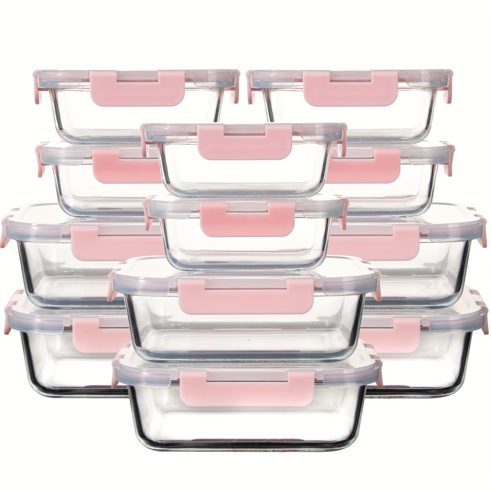Glass Food Storage Containers with Airtight Lids - Borosilicate Glass Meal Prep Containers Set, Microwave Dishwasher Freezer Safe, BPA Free, Leak Proof Lunch Containers for Kitchen