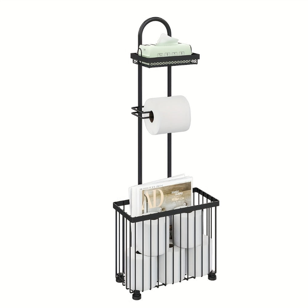 Toilet Paper Holder Freestanding with 6 Roll Storage Durable Steel Oil Rubbed Bronze Bathroom Organizer Space Saving No Installation Required