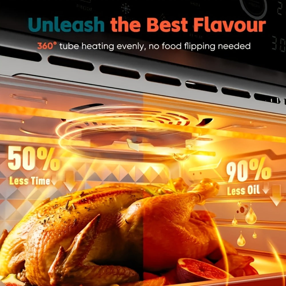 Air Fryer Toaster Oven Combo 15QT Extra Large, 360¡ã Convection, LED Digital Display, Precise Temperature Control ¨C Stainless Steel Interior, 5 Accessories, Healthy Low-Oil Cooking for Family Kitchen