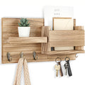 Wall Mounted Storage Rack with Mail Slot ¨C Rustic Wood Floating Shelf with Hooks for Keys, Hats & Envelopes, Decorative Organizer for Entryway, Porch, Bedroom, Bathroom & Living Room